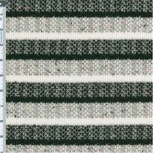 1 YD PC-Black/Gray/White Striped Sweater Knit Fabric