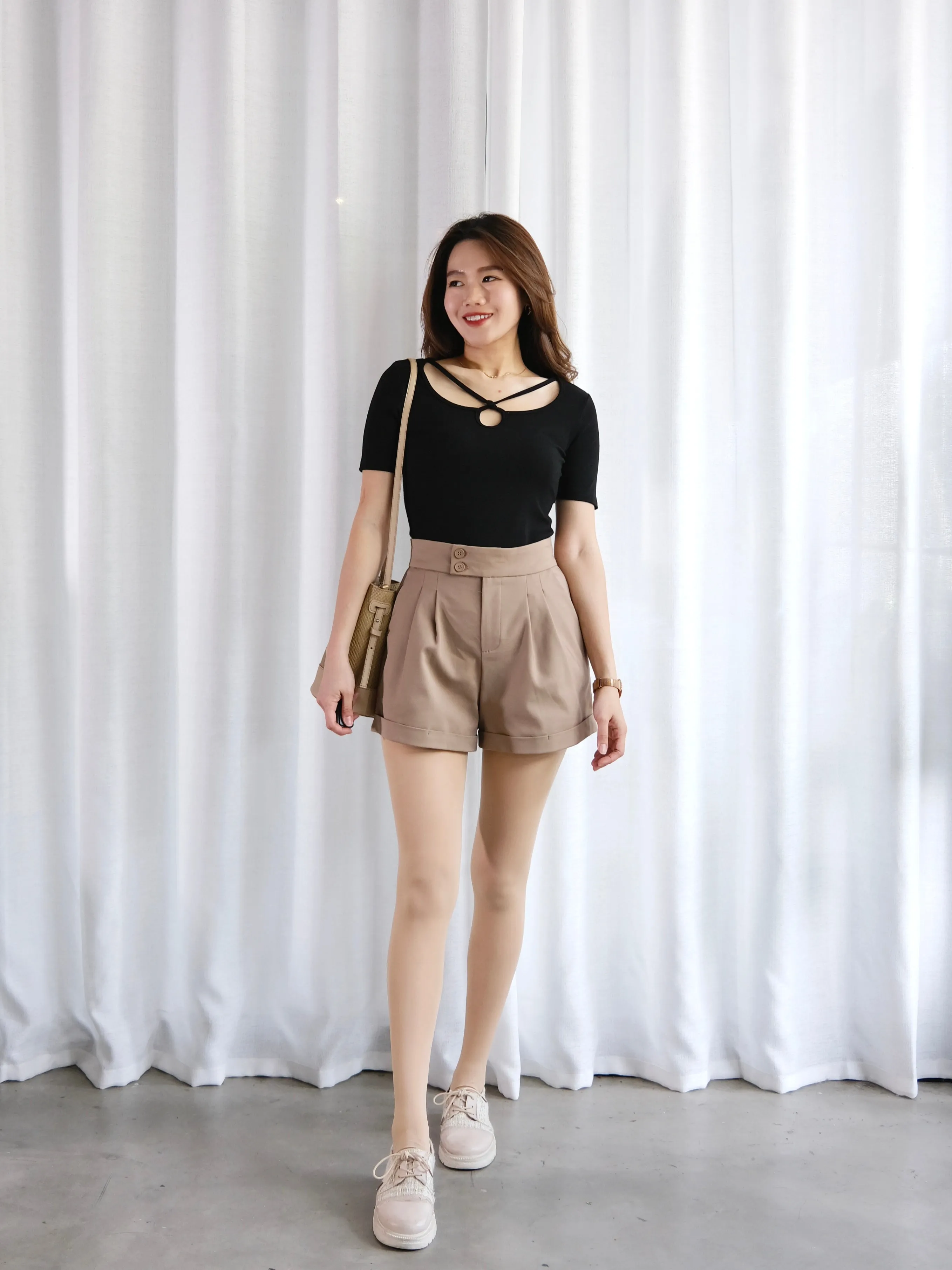 ACEWIN A-Line Front Pleated High Waist Shorts (Size S-XL) 501767