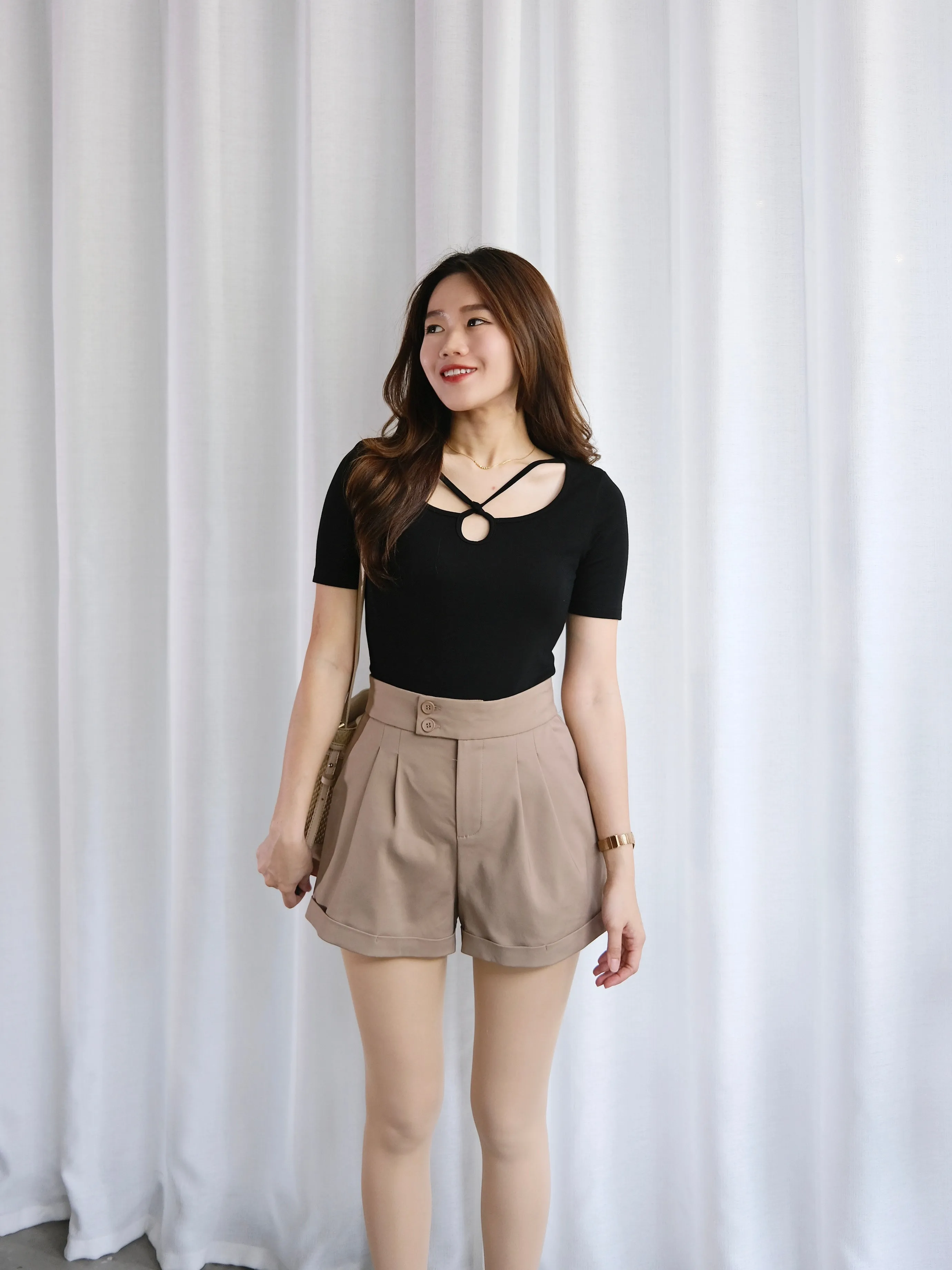 ACEWIN A-Line Front Pleated High Waist Shorts (Size S-XL) 501767