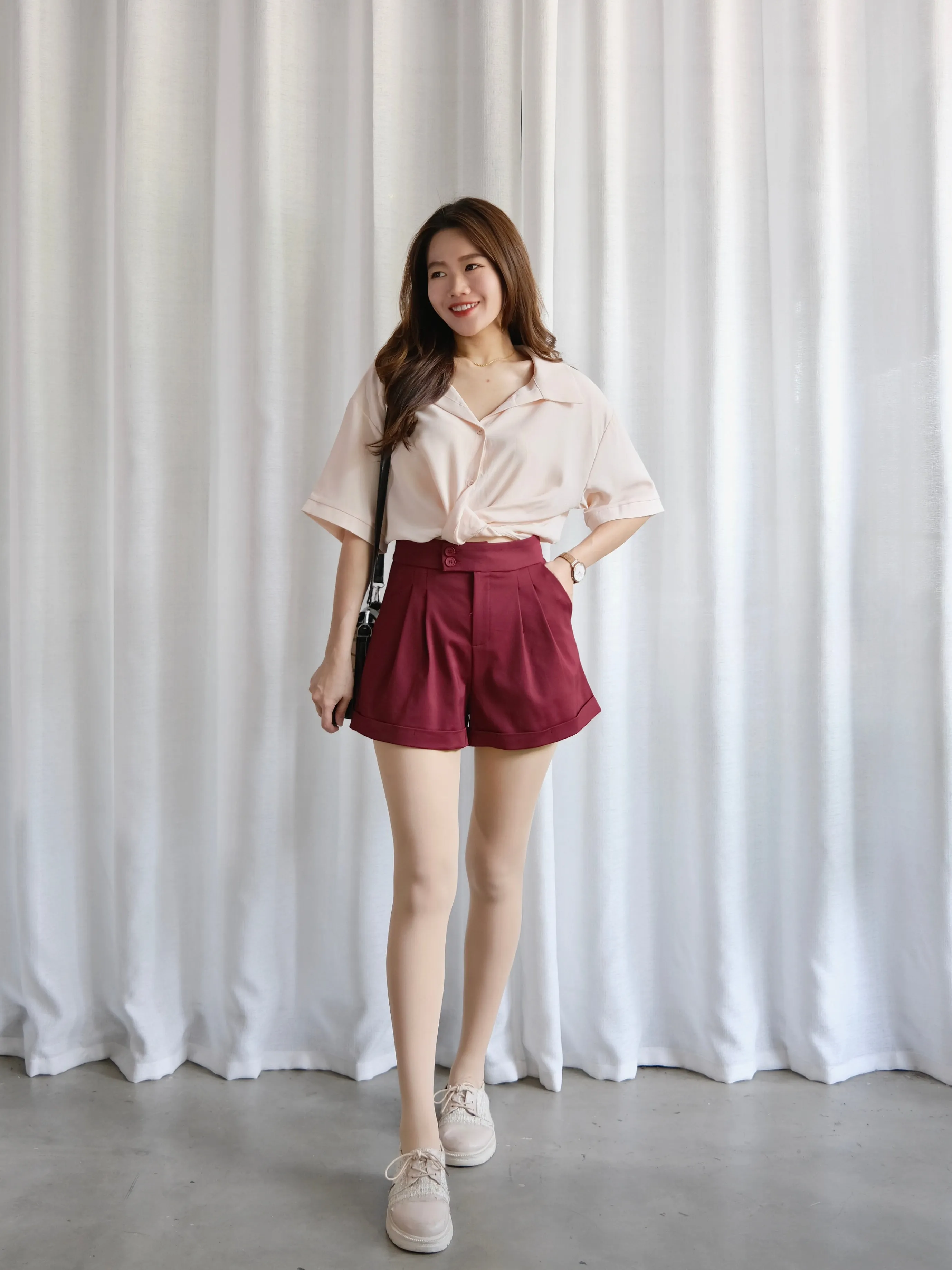 ACEWIN A-Line Front Pleated High Waist Shorts (Size S-XL) 501767