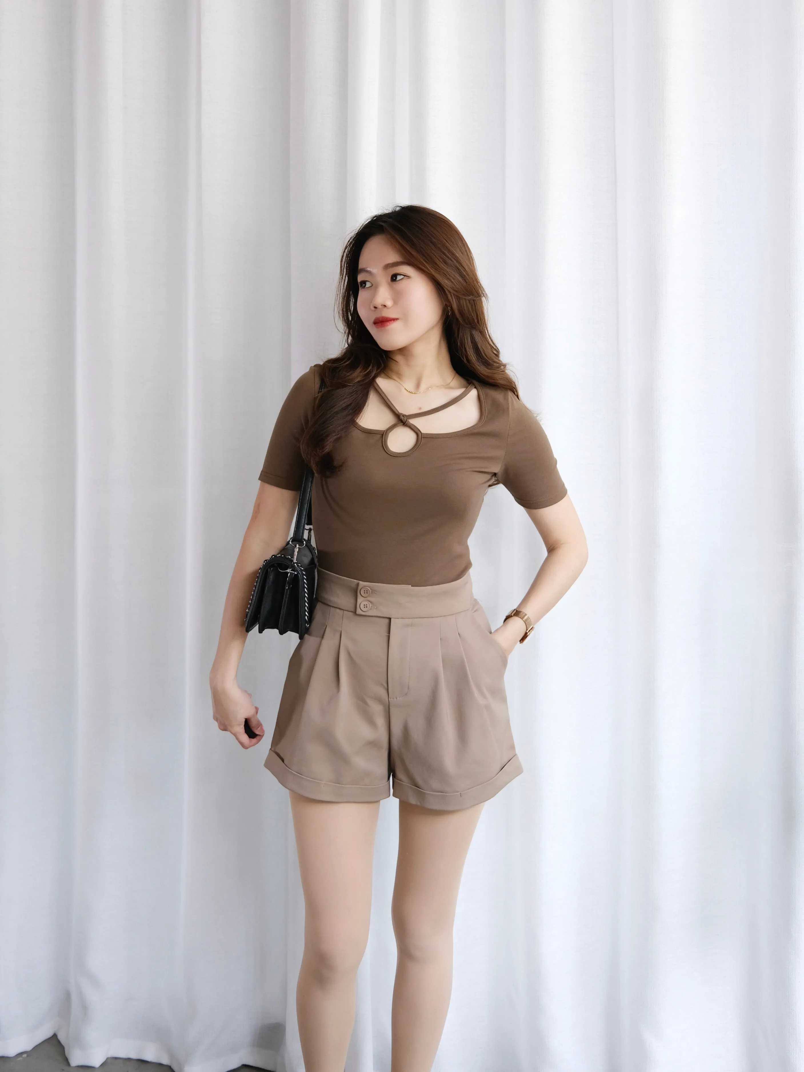 ACEWIN A-Line Front Pleated High Waist Shorts (Size S-XL) 501767