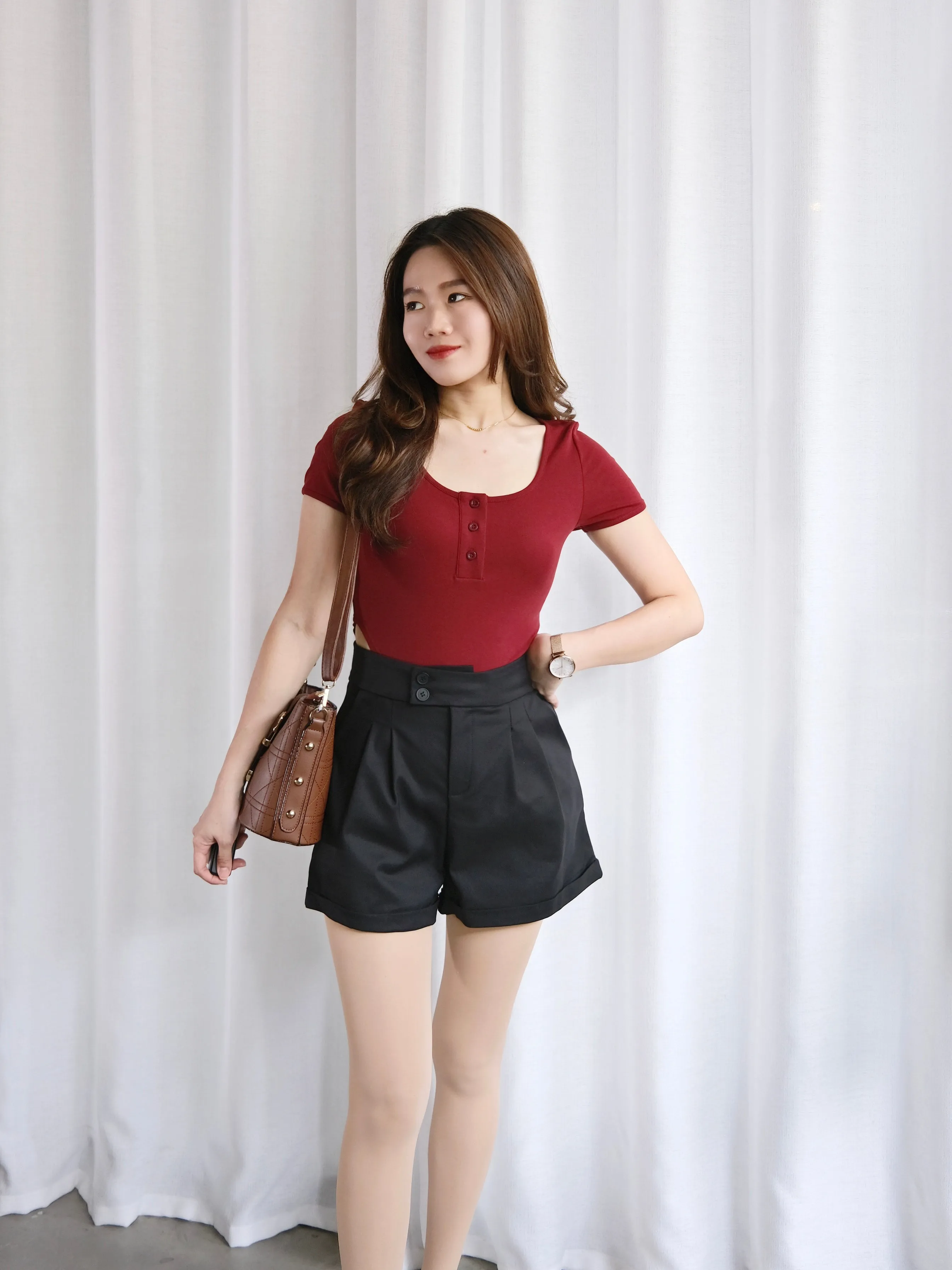 ACEWIN A-Line Front Pleated High Waist Shorts (Size S-XL) 501767