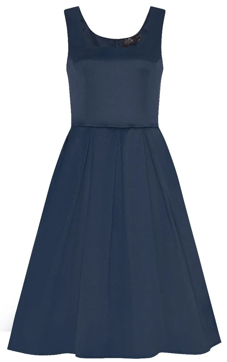 Amanda Scoop Neck Swing Dress - Navy Blue