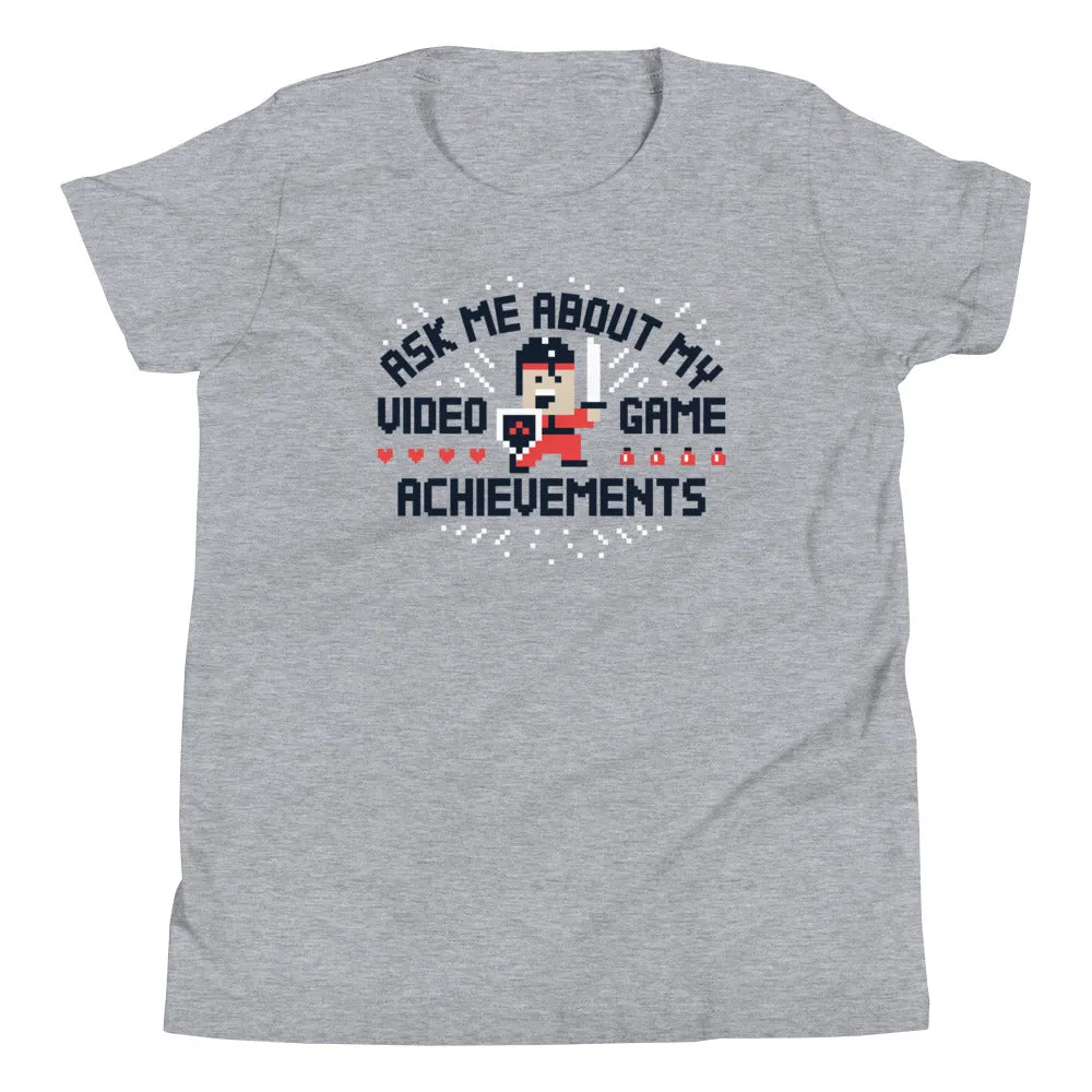 Ask Me About My Video Game Achievements Kid's Youth Tee