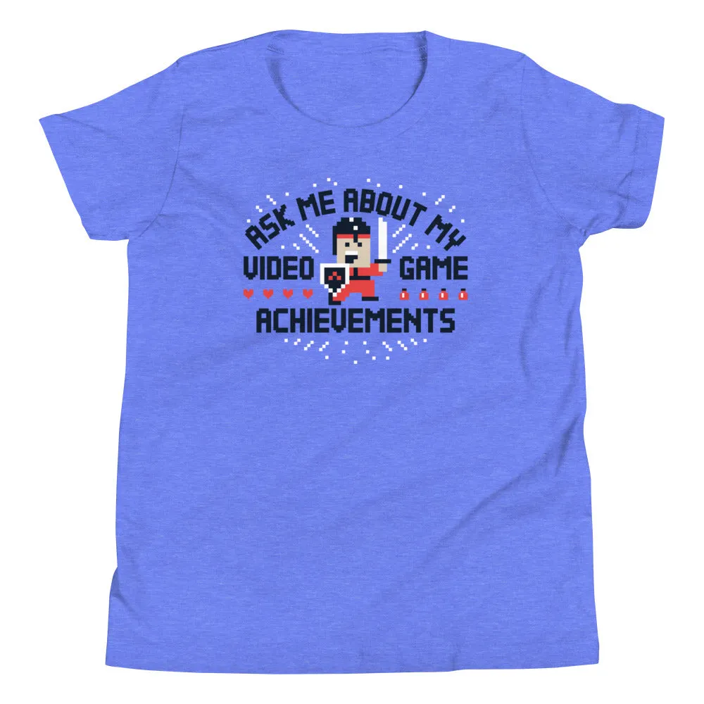 Ask Me About My Video Game Achievements Kid's Youth Tee