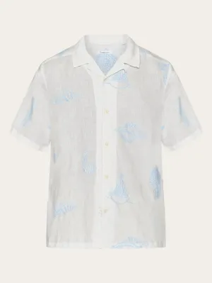 Box fit short sleeve shirt with embroidery - GOTS/Vegan - Egret