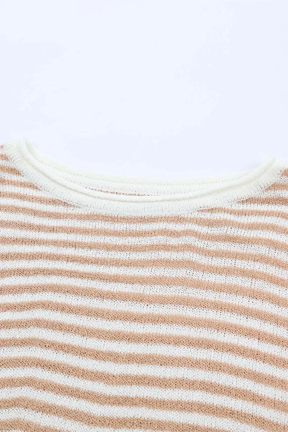 Bubble Sleeve Mixed Stripe Pullover Sweater