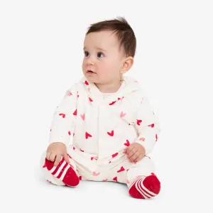 Clearance baby snap jacket & pant set in mini hearts