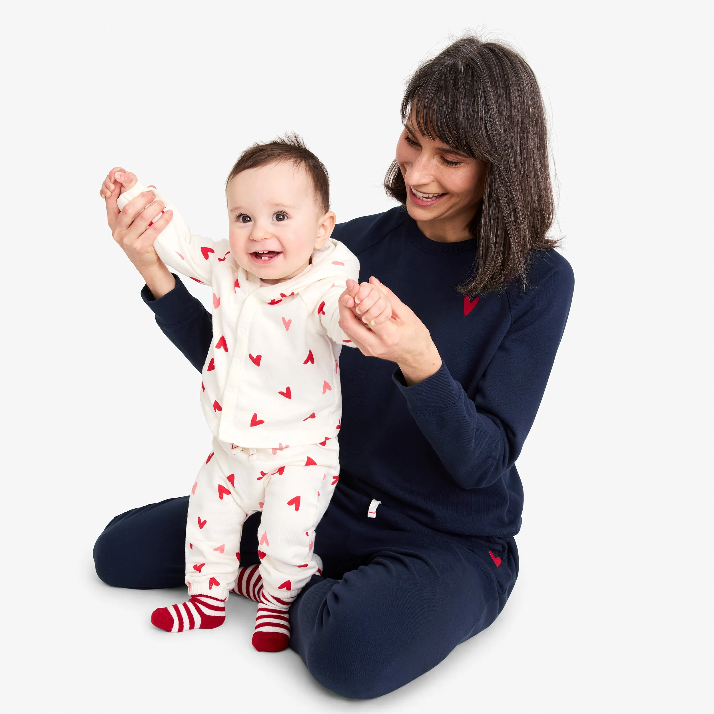 Clearance baby snap jacket & pant set in mini hearts