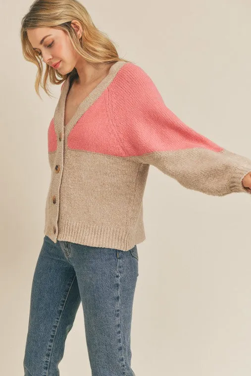 Color block Cardigan Sweater