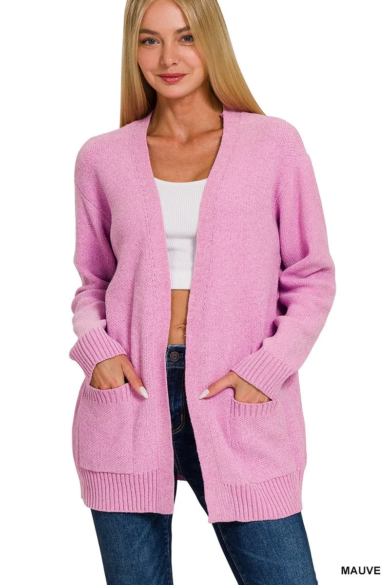 Cozy Coffee Shop Melange Open Front Cardigan - Final Sale