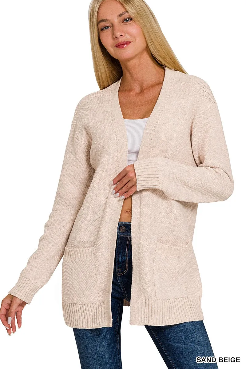 Cozy Coffee Shop Melange Open Front Cardigan - Final Sale