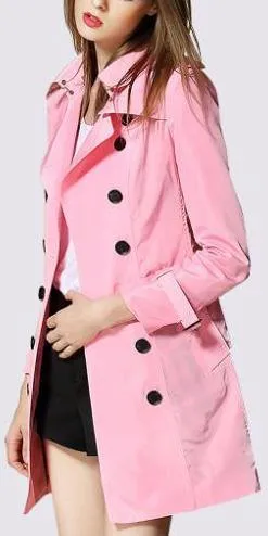 Double-Breasted Light-Weight Trench Coat in Light Pink