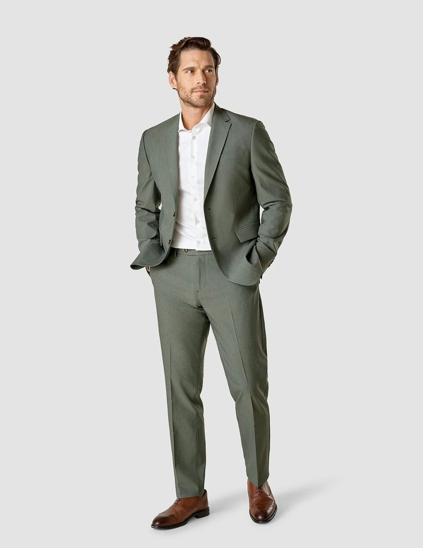 Essential Blazer Slim Green Melange