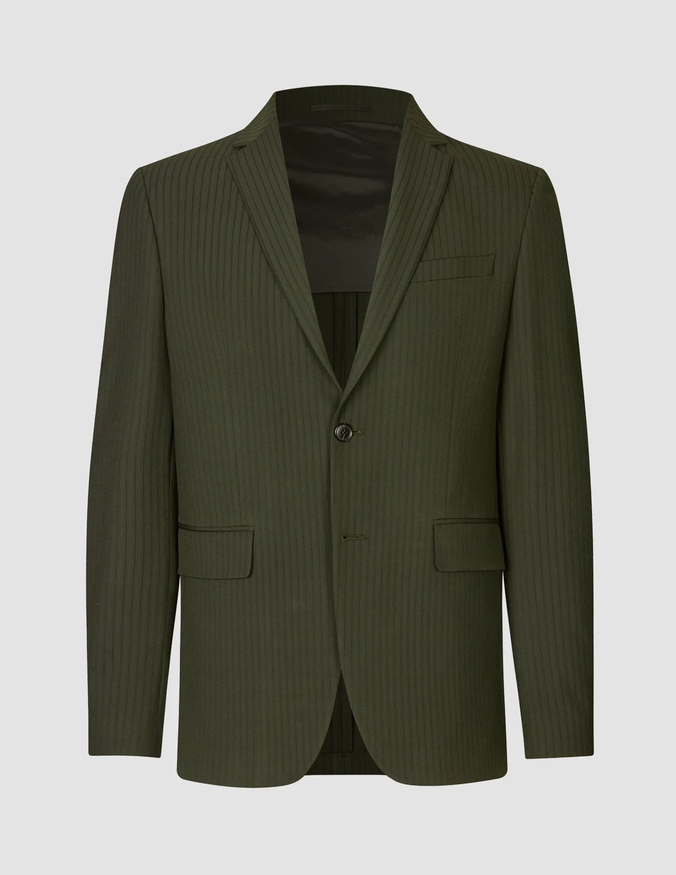 Essential Blazer Slim Moss Green Pinstripe