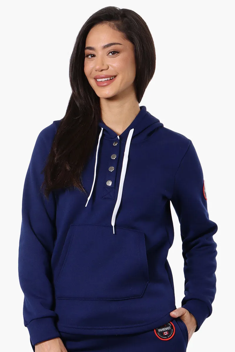 Fahrenheit Basic Henley Hoodie - Navy