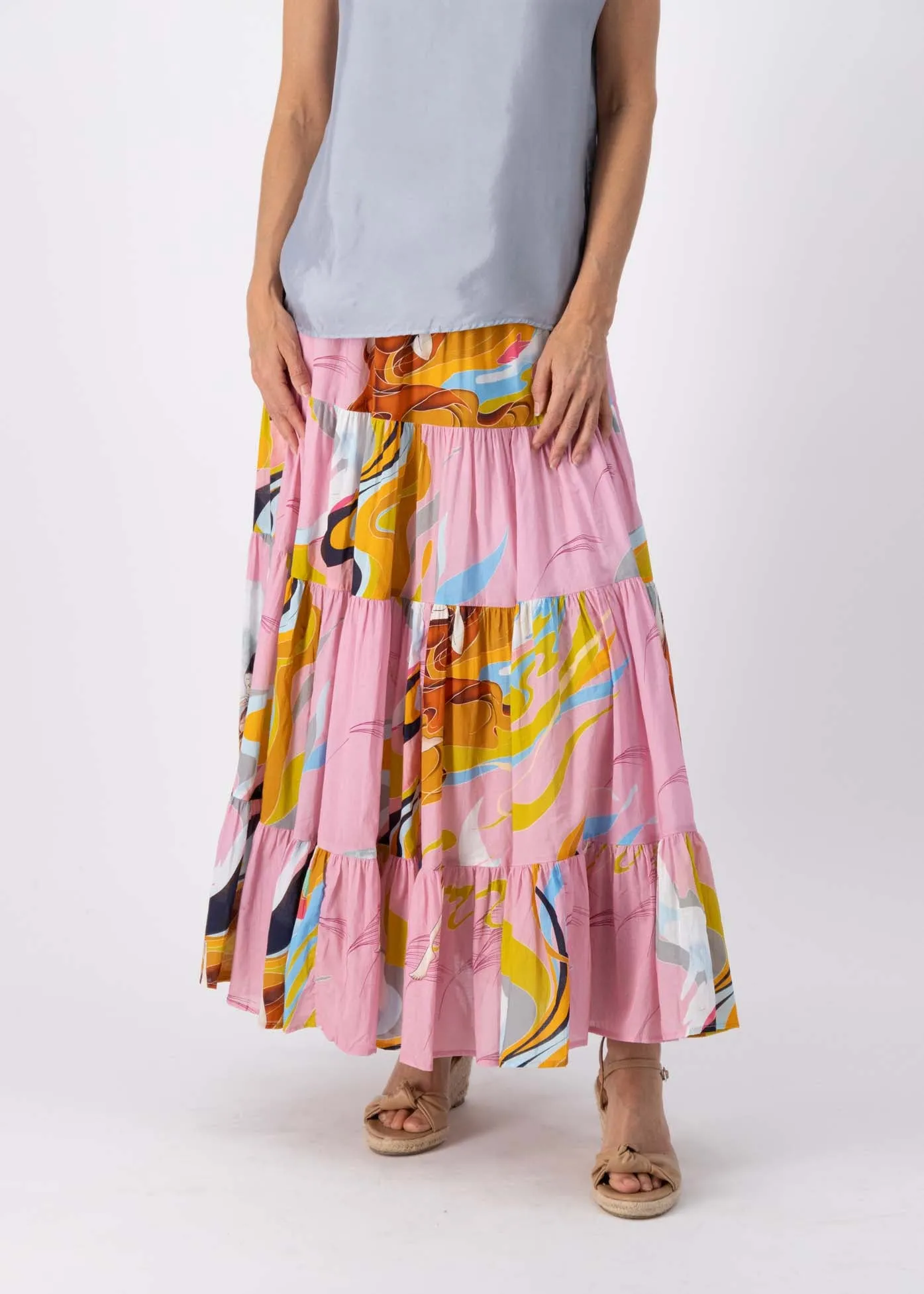 Faith LAX Tiered Skirt Pink in Cotton Voile