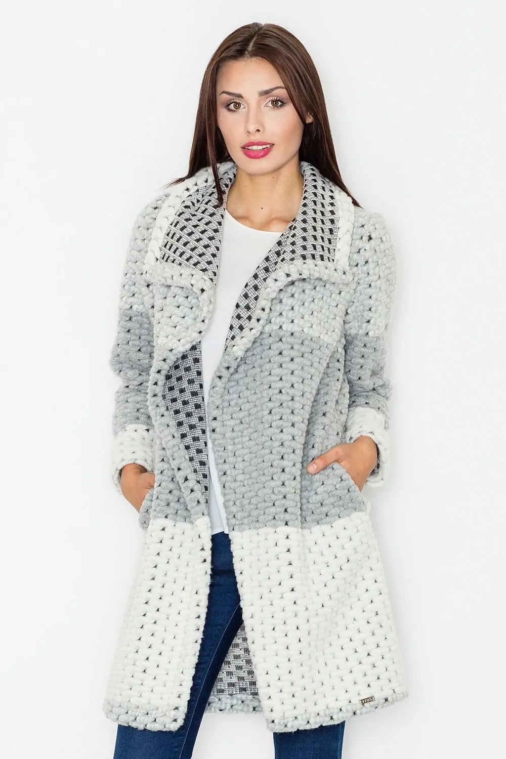 FIGL Thick Woven Wool Coat Cardigan- EURO Brand-model 111503 Figl