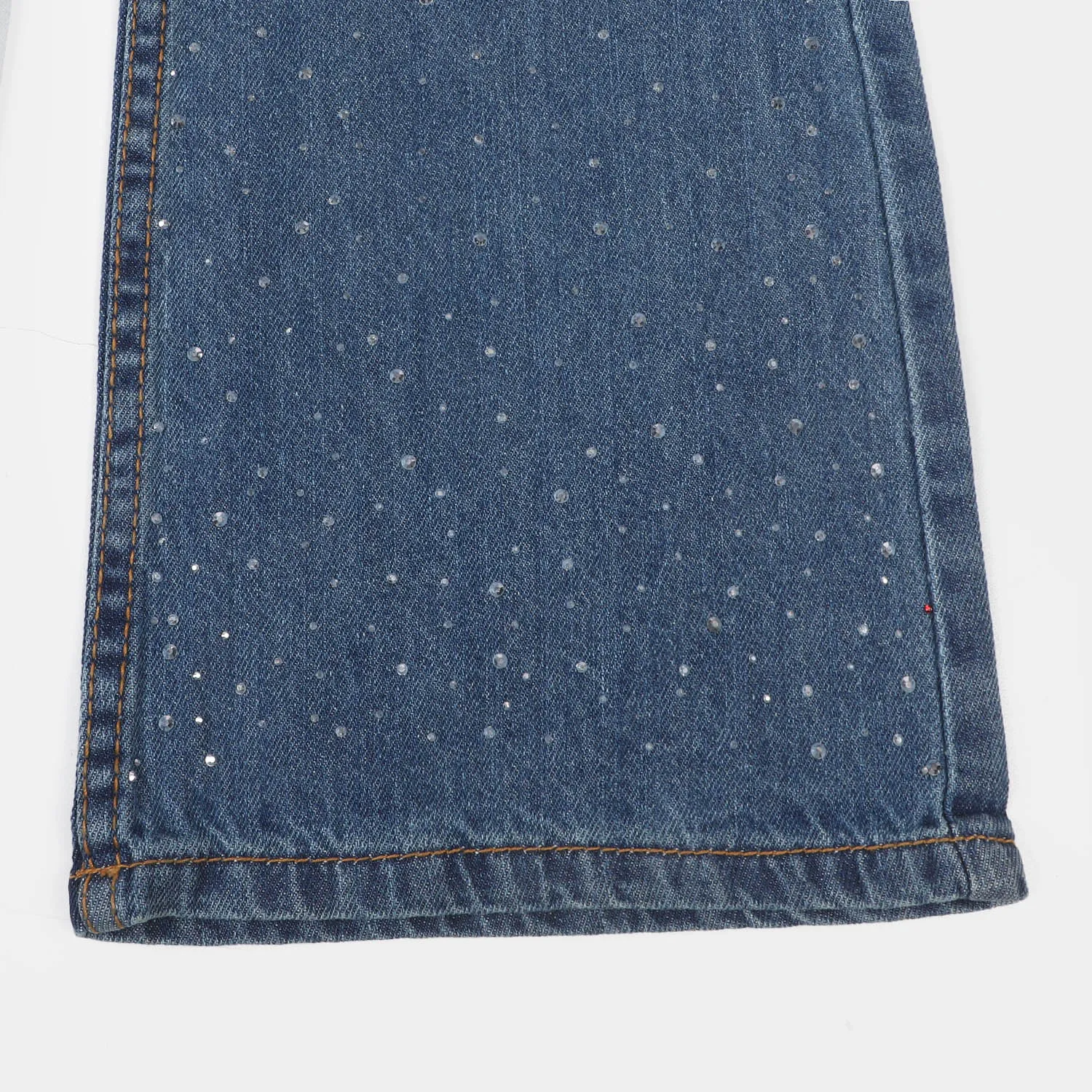 Girls Denim Pant Wide Leg  - Mid Blue