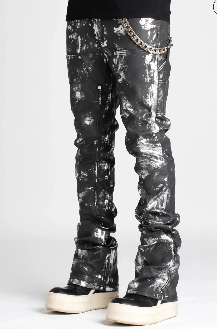 GUAPI STACKED CARPENTER LEATHER PANTS MULTI