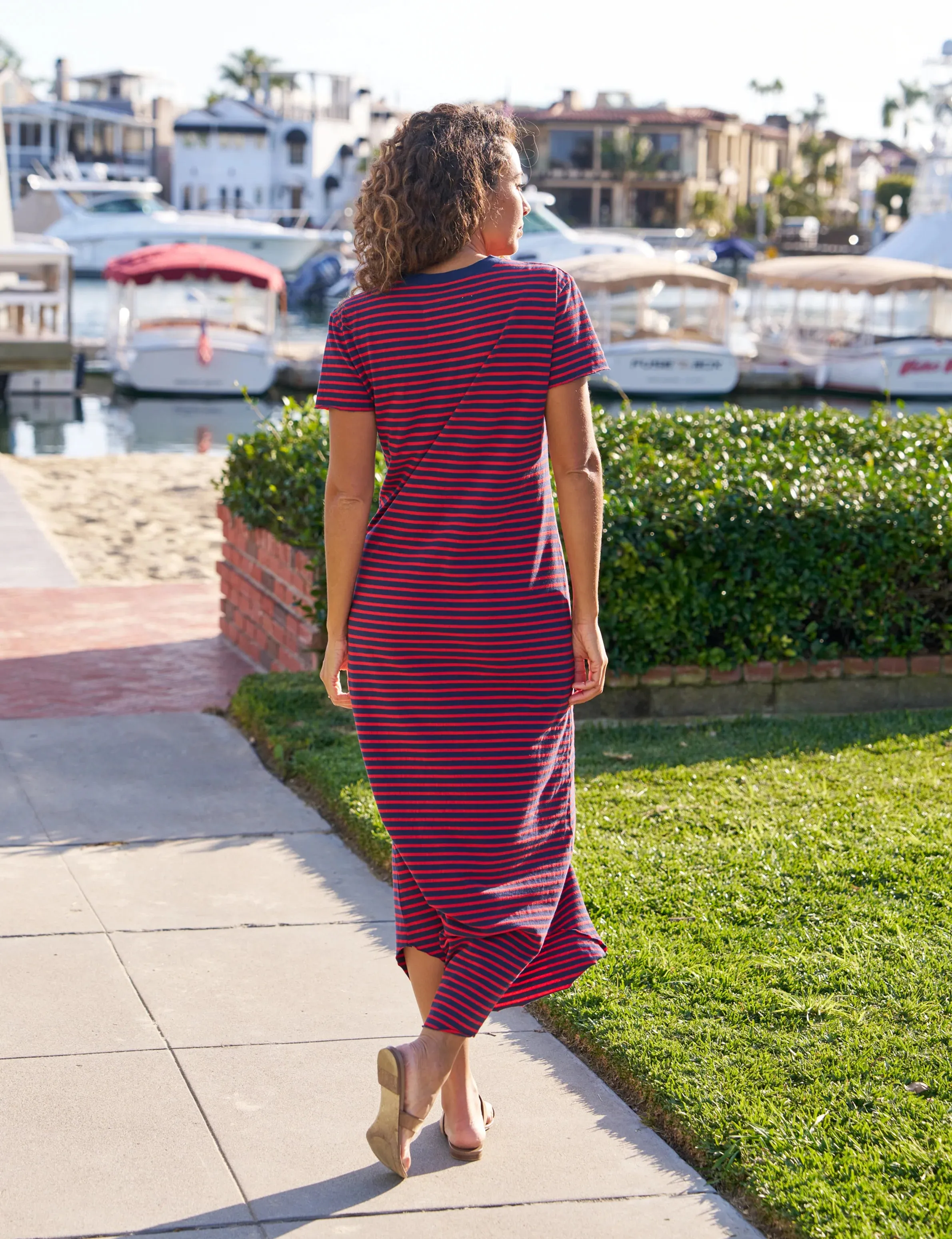 Harper Perfect Tee Dress | Navy Red Stripe