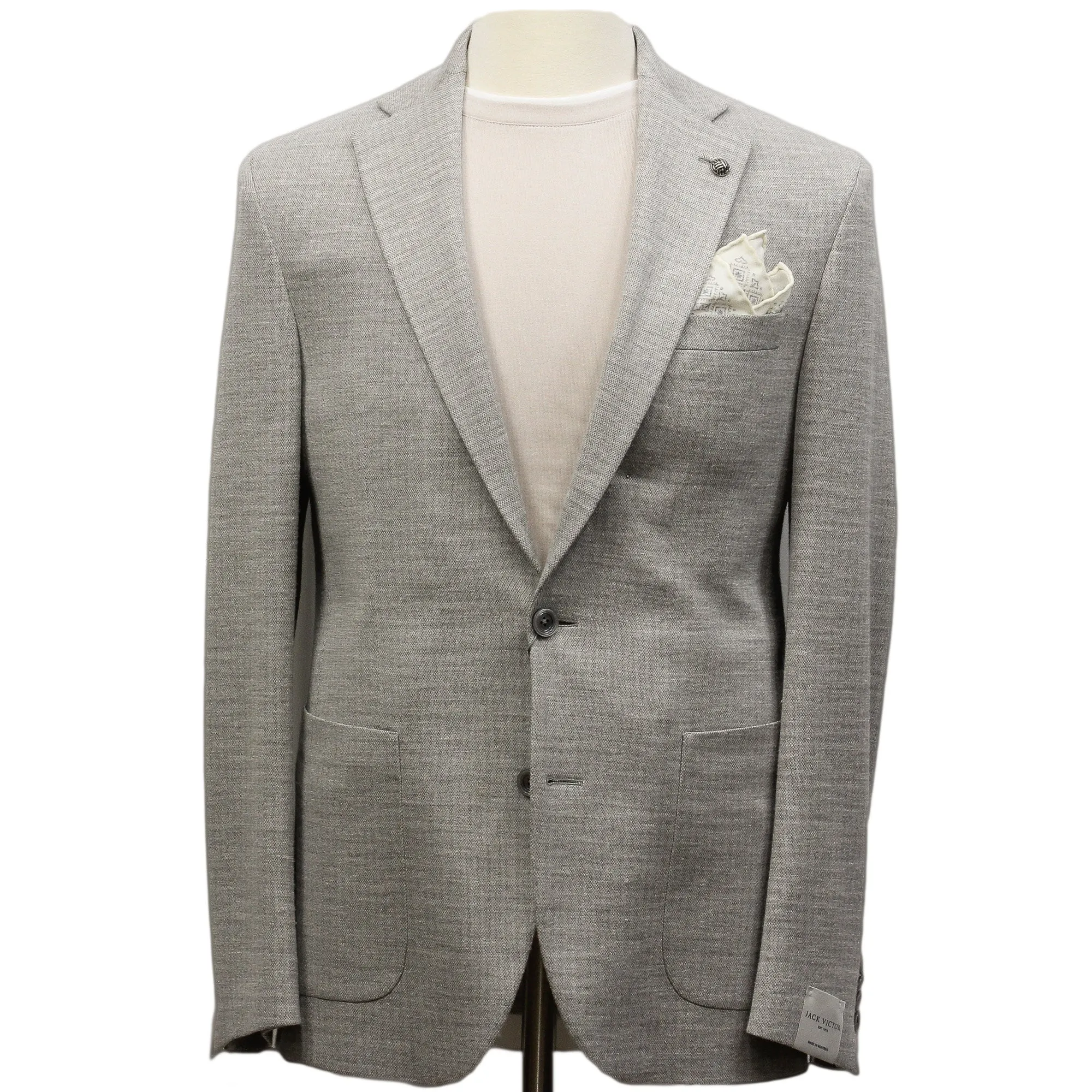 Light Gray Tonal Loro Piana Summertime Hartford Contemporary Fit Knit Sport Jacket - Jack Victor