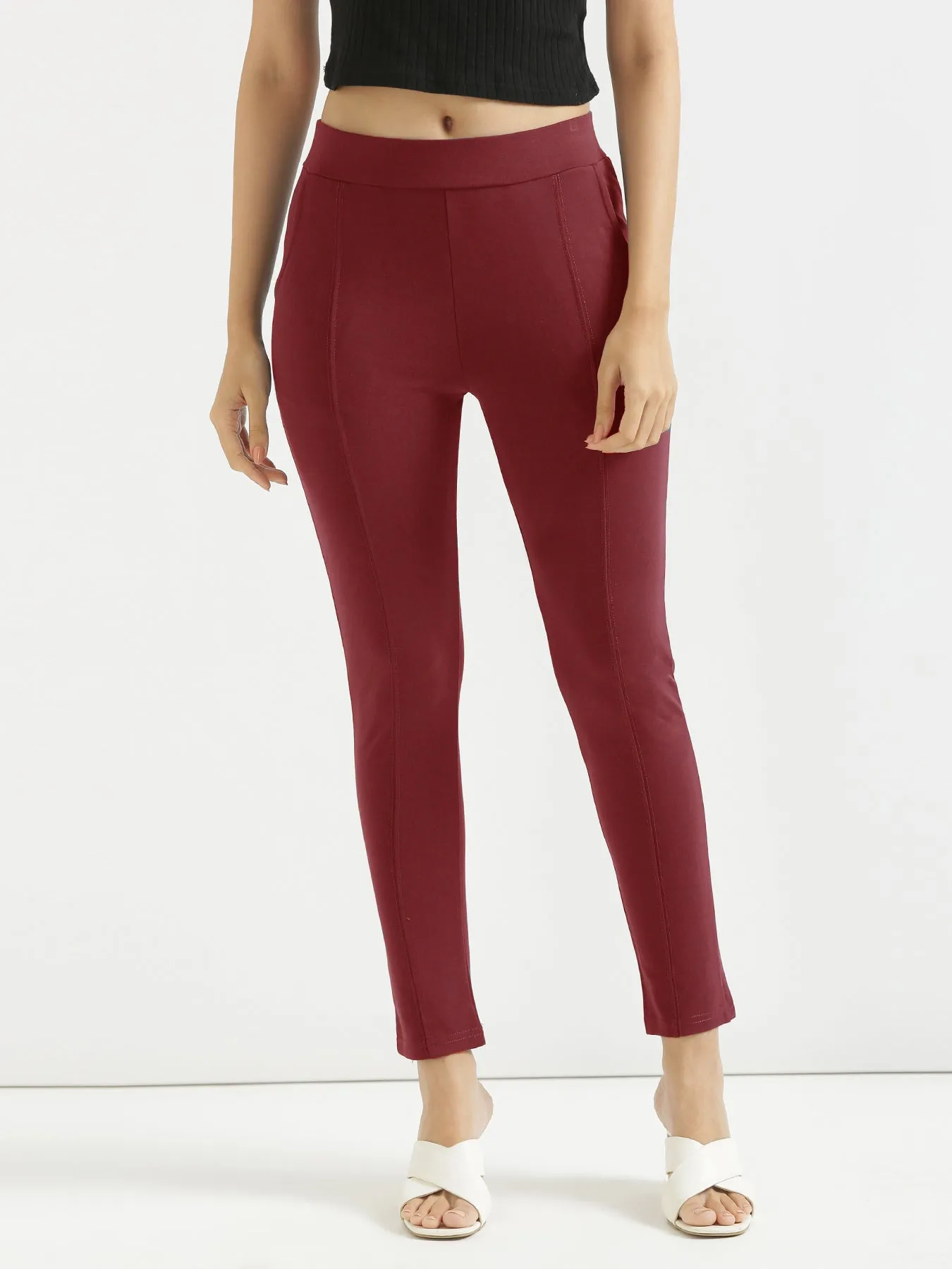 Maroon 4-Way Stretchable Pants