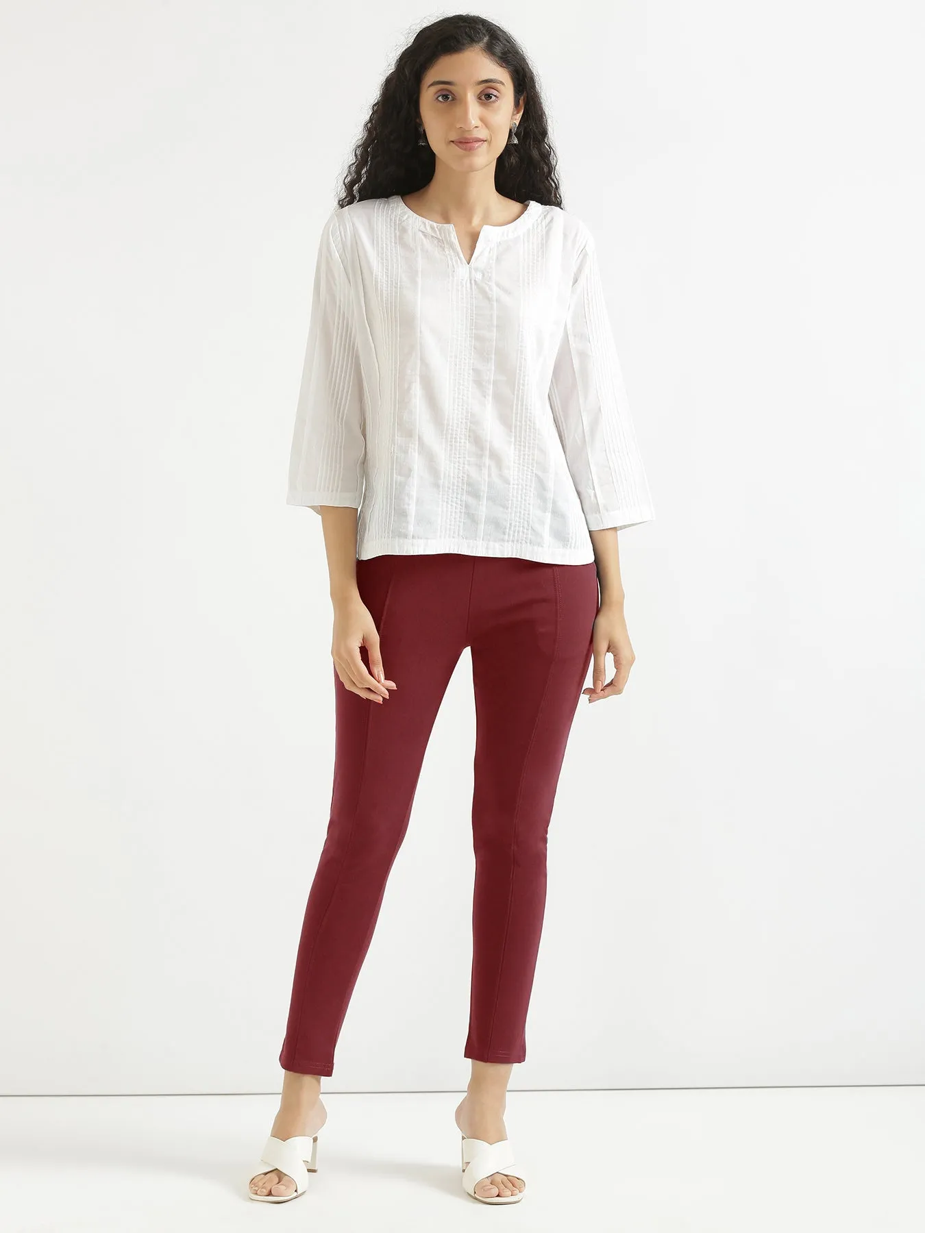 Maroon 4-Way Stretchable Pants