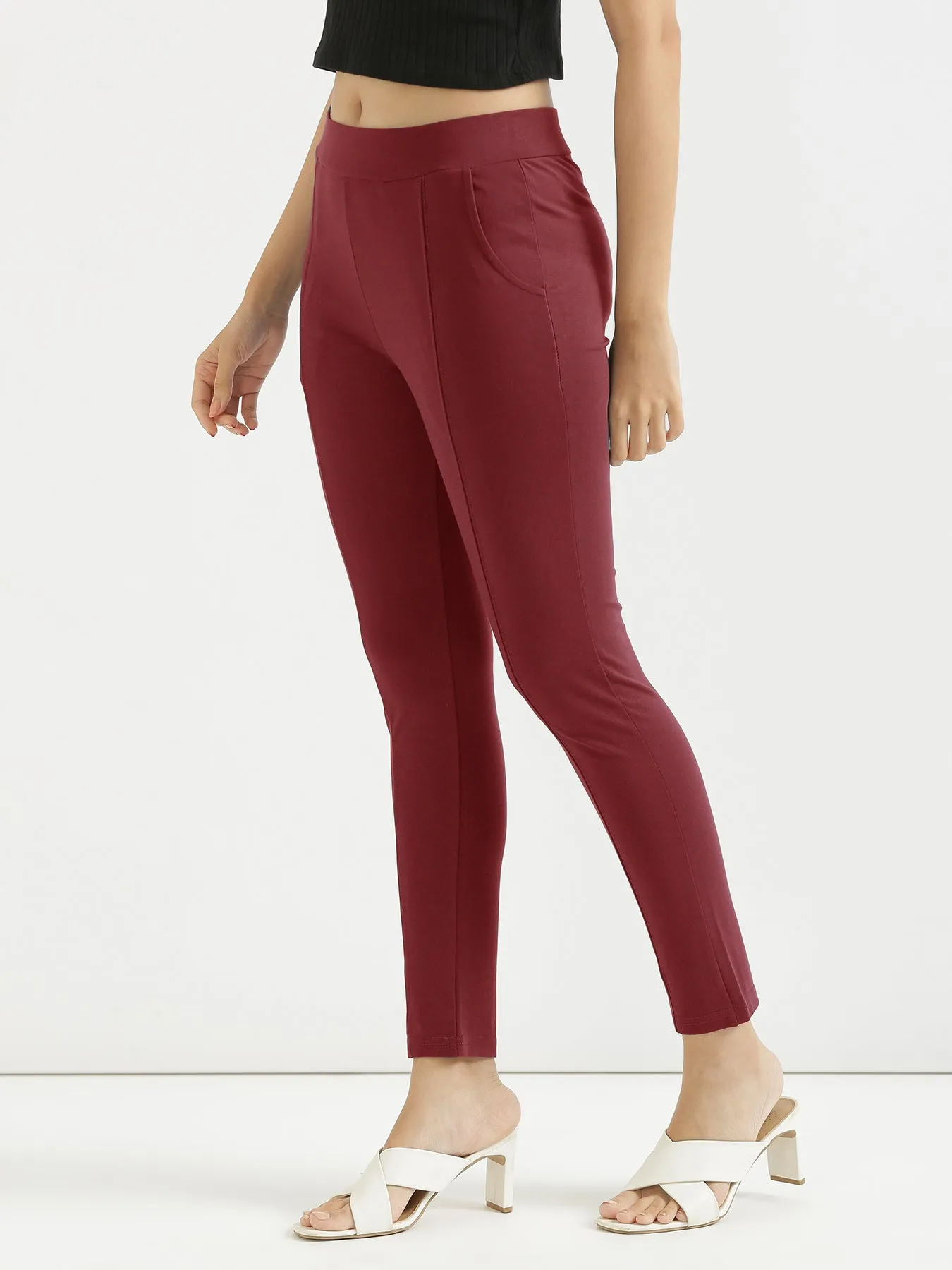 Maroon 4-Way Stretchable Pants