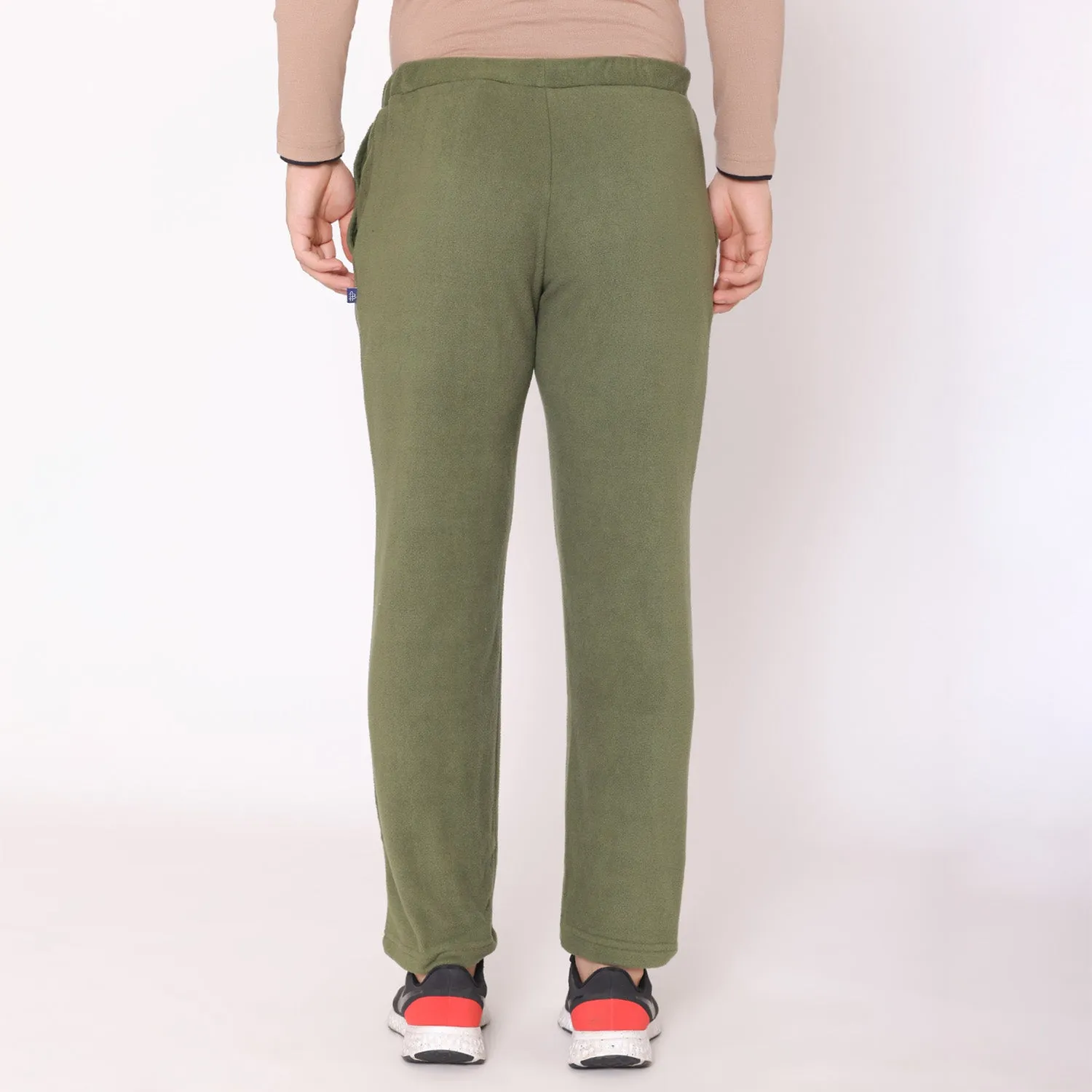 Men Regular Fit Polar Track Pants - Olive Green