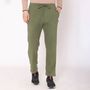 Men Regular Fit Polar Track Pants - Olive Green