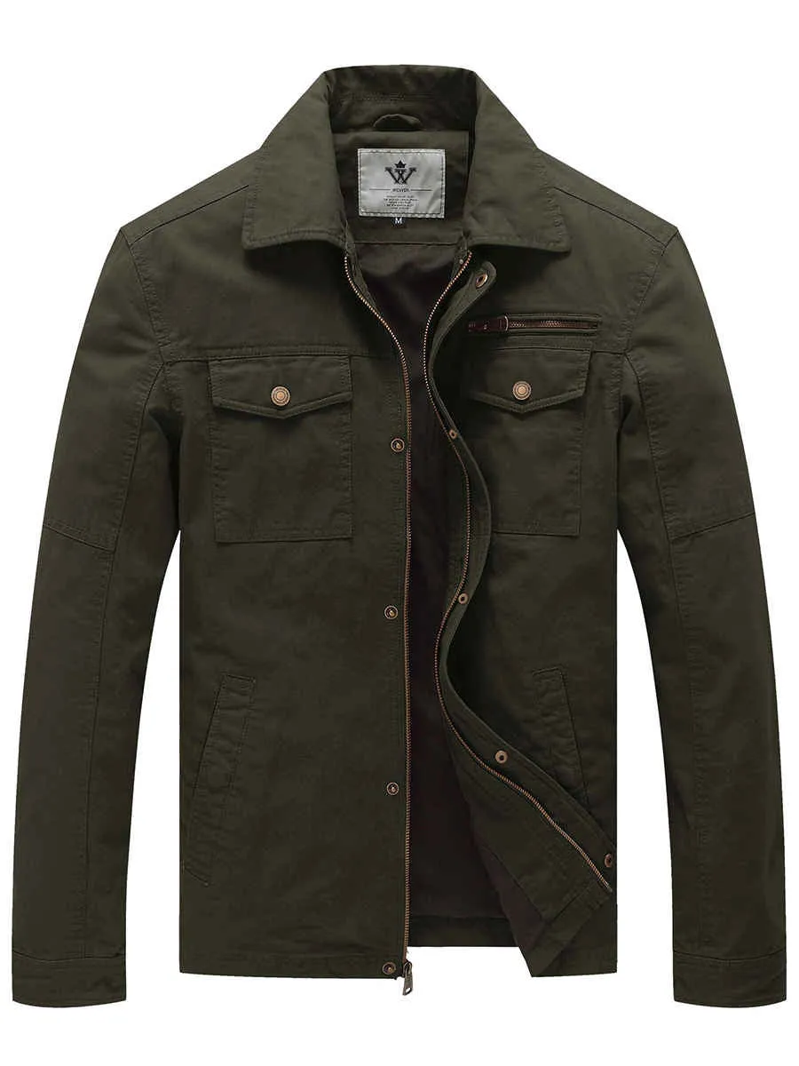 Men's Casual Canvas Jacket Cotton Military Lapel Jacket