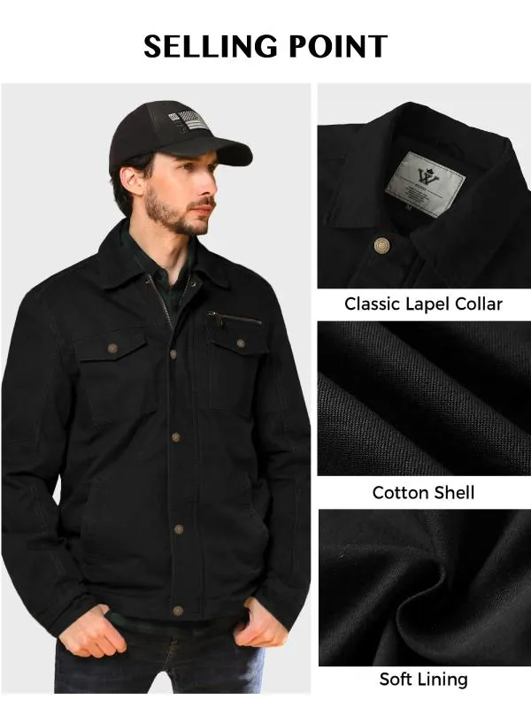 Men's Casual Canvas Jacket Cotton Military Lapel Jacket