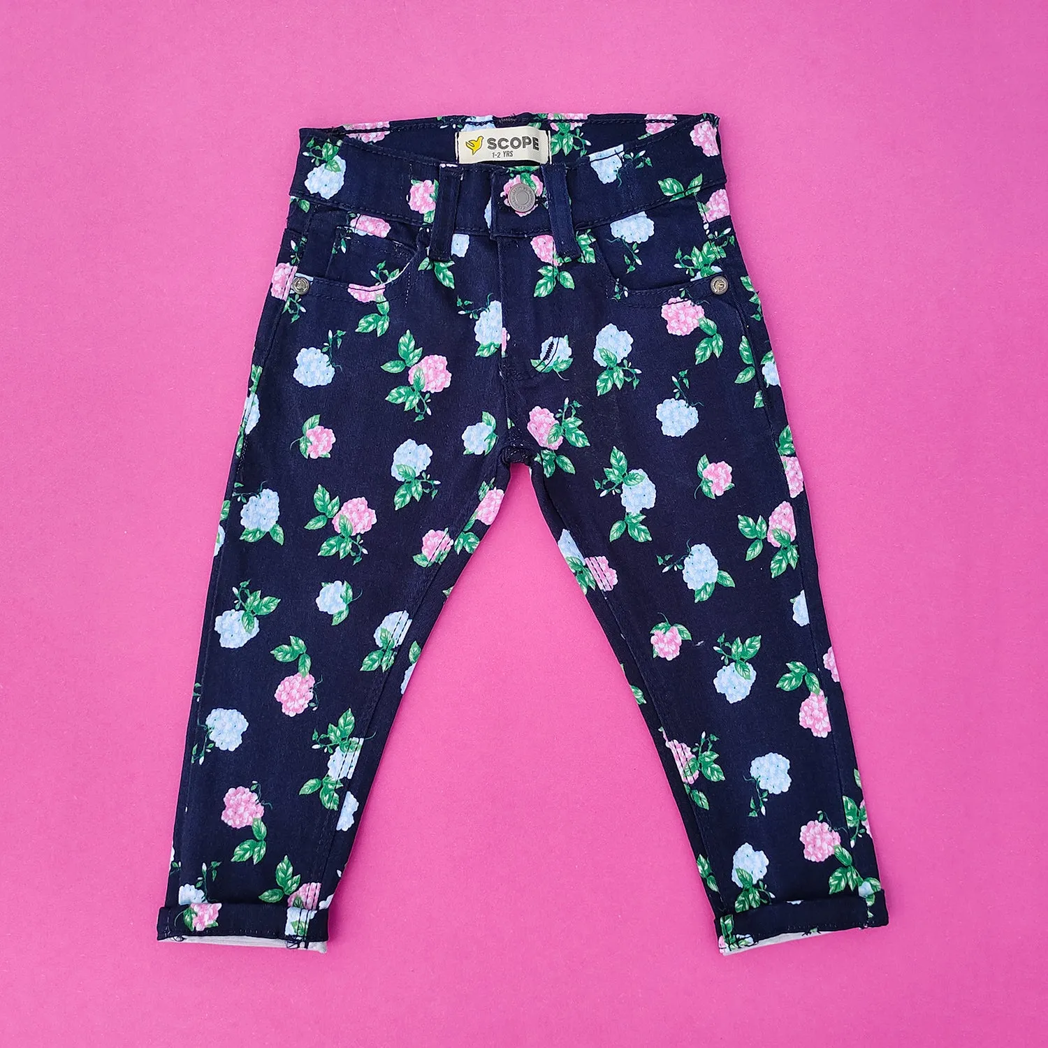 Navy Flora Printed Pants