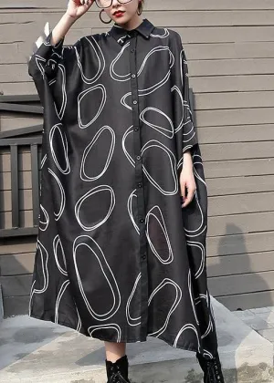 New black Chiffon dresses plus size prints traveling dress boutique batwing sleeve shirt maxi dresses