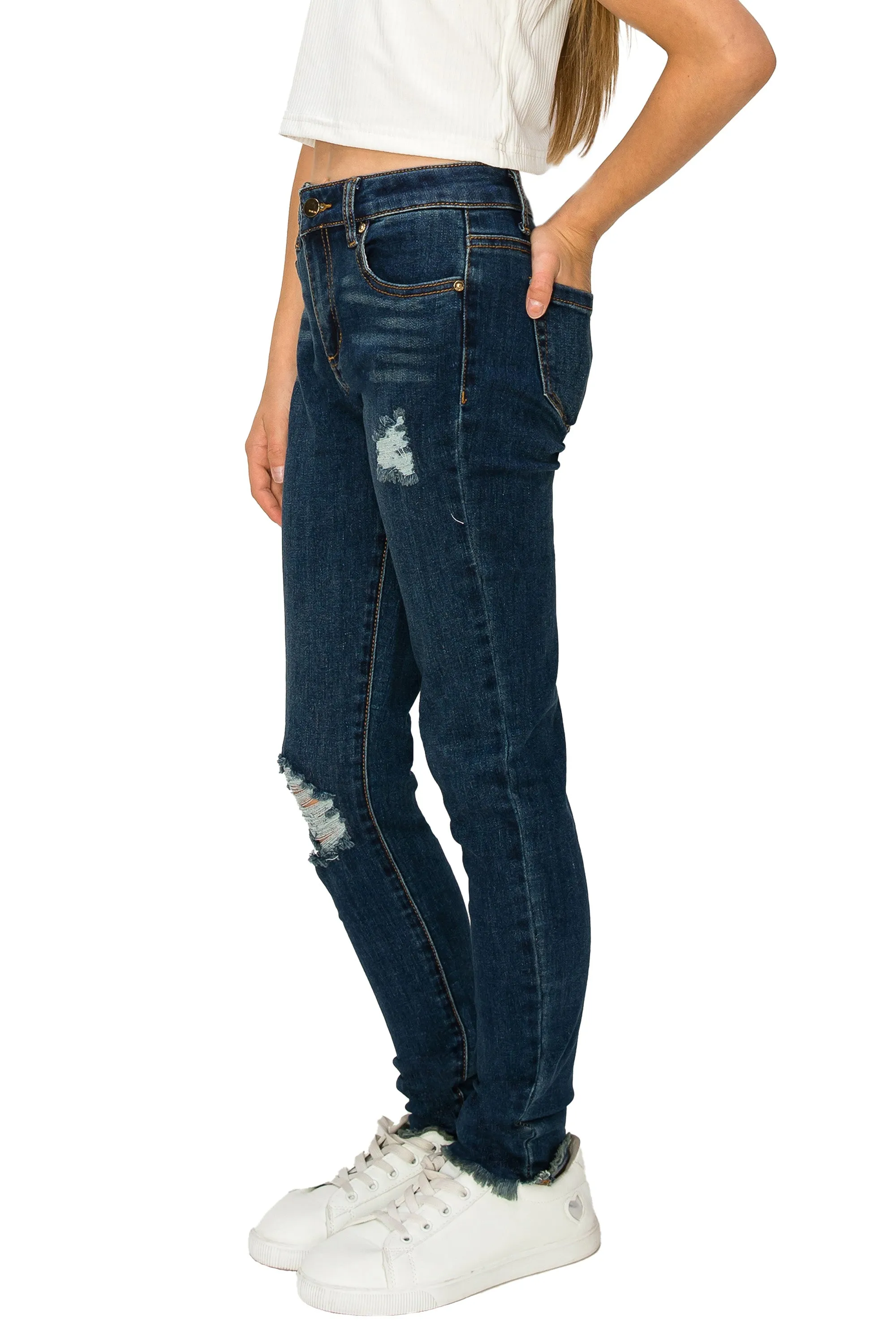 Nina - High Rise Skinny With Destruction And Fray Hem