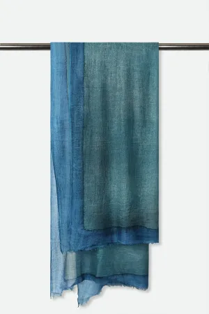 OCEANA BLUE SCARF IN HAND DYED CASHMERE