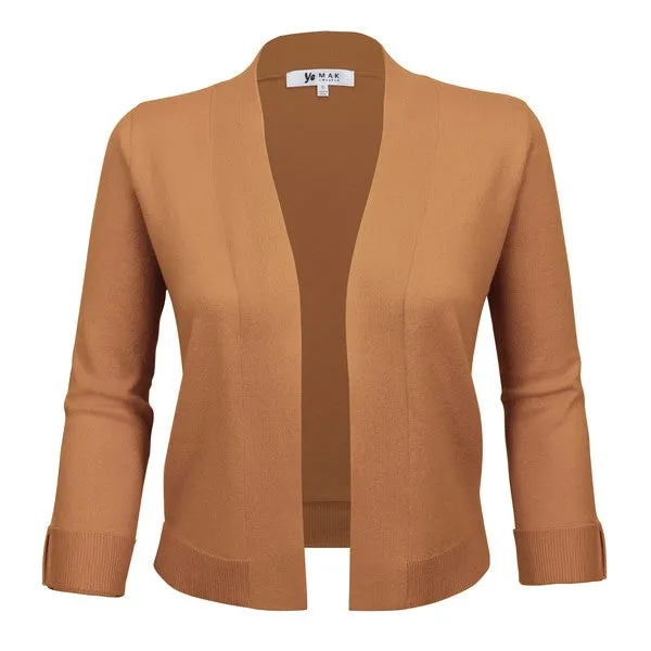 Open Front Cropped Bolero Shrug Cardigan