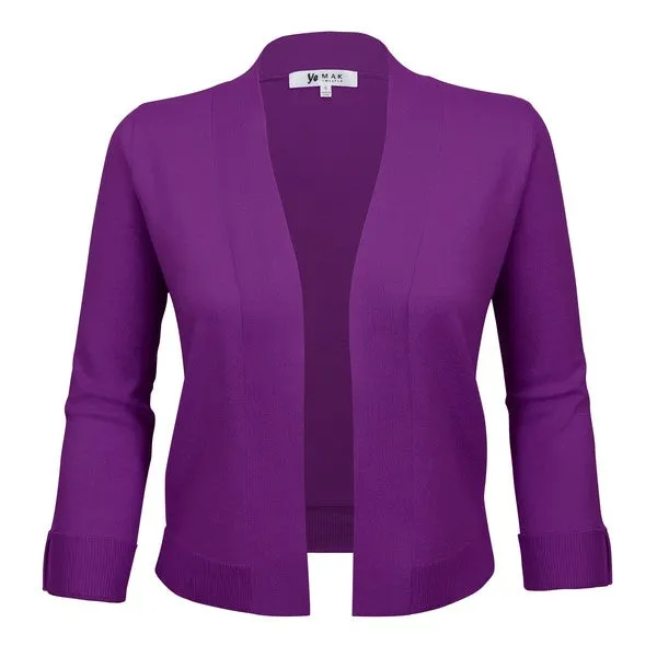 Open Front Cropped Bolero Shrug Cardigan