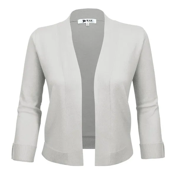 Open Front Cropped Bolero Shrug Cardigan