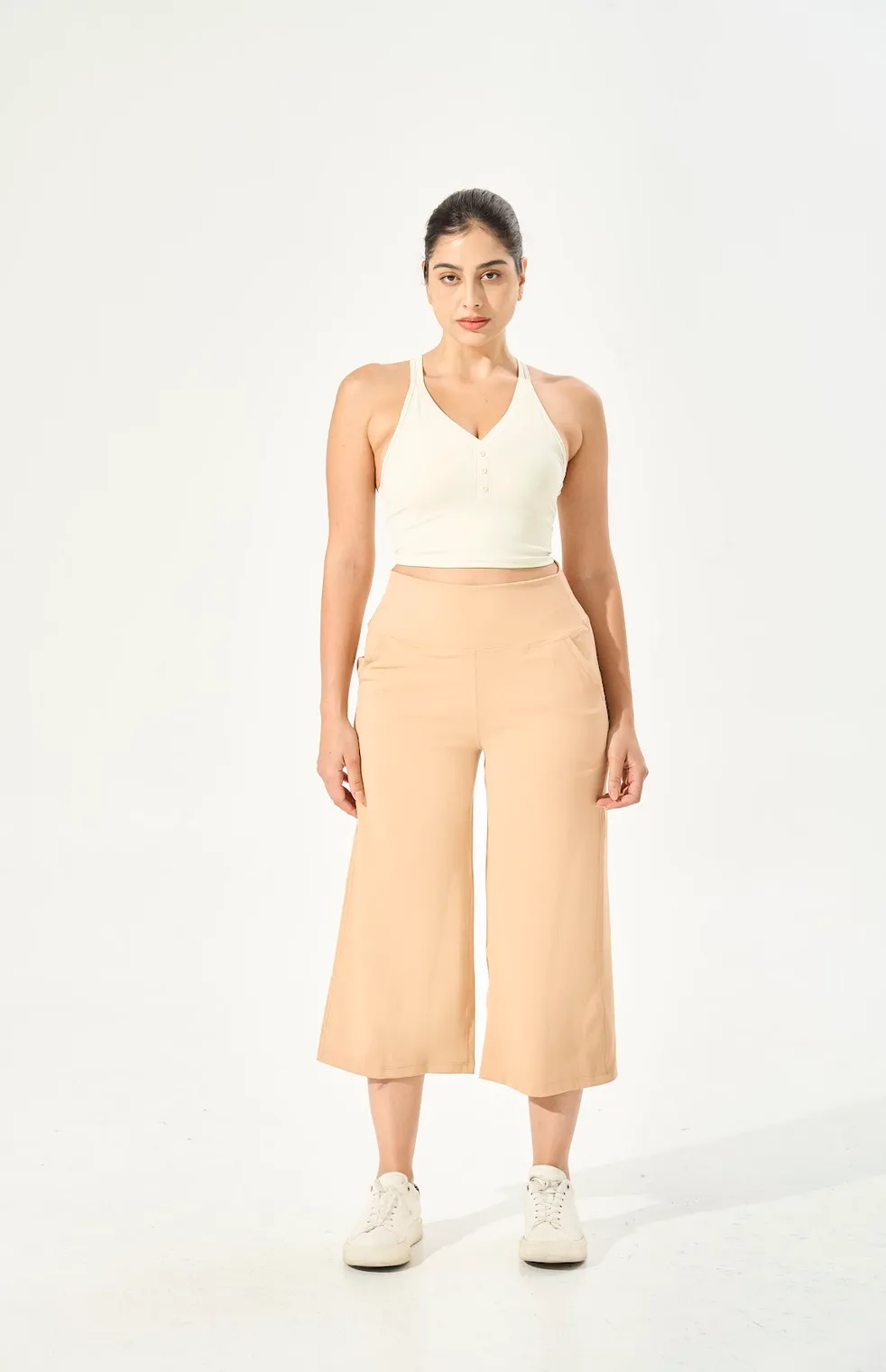 [Petite Collection] Cooling & Buttery Soft Lush Cropped Pants With Stretchable Waistband & Pockets