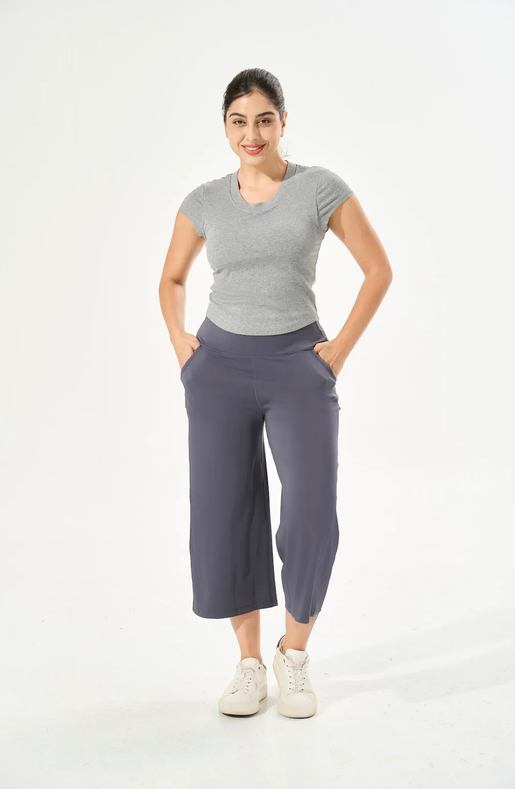 [Petite Collection] Cooling & Buttery Soft Lush Cropped Pants With Stretchable Waistband & Pockets