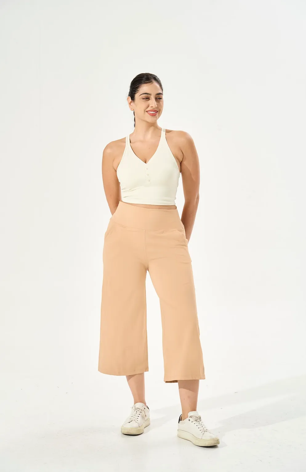 [Petite Collection] Cooling & Buttery Soft Lush Cropped Pants With Stretchable Waistband & Pockets