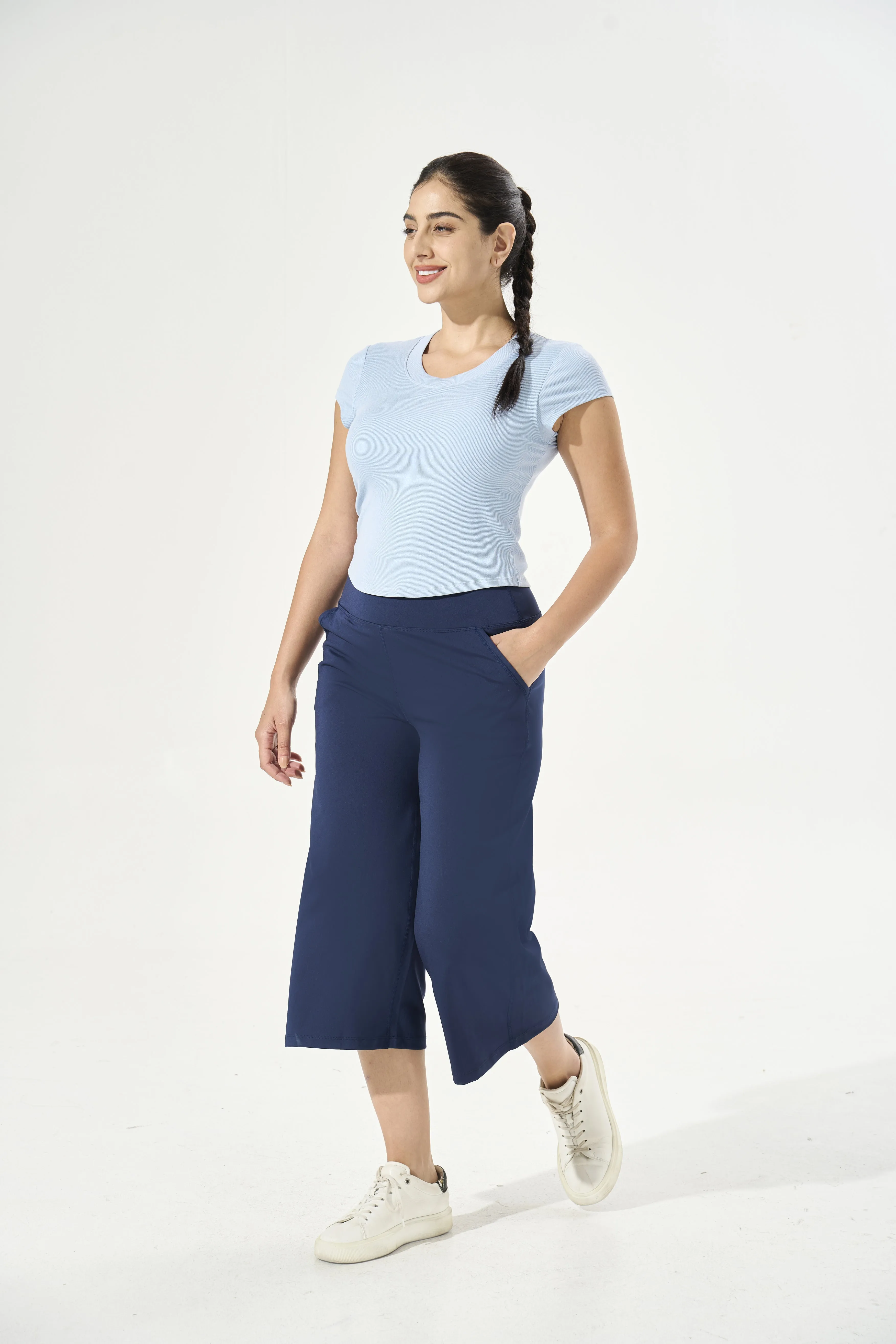 [Petite Collection] Cooling & Buttery Soft Lush Cropped Pants With Stretchable Waistband & Pockets