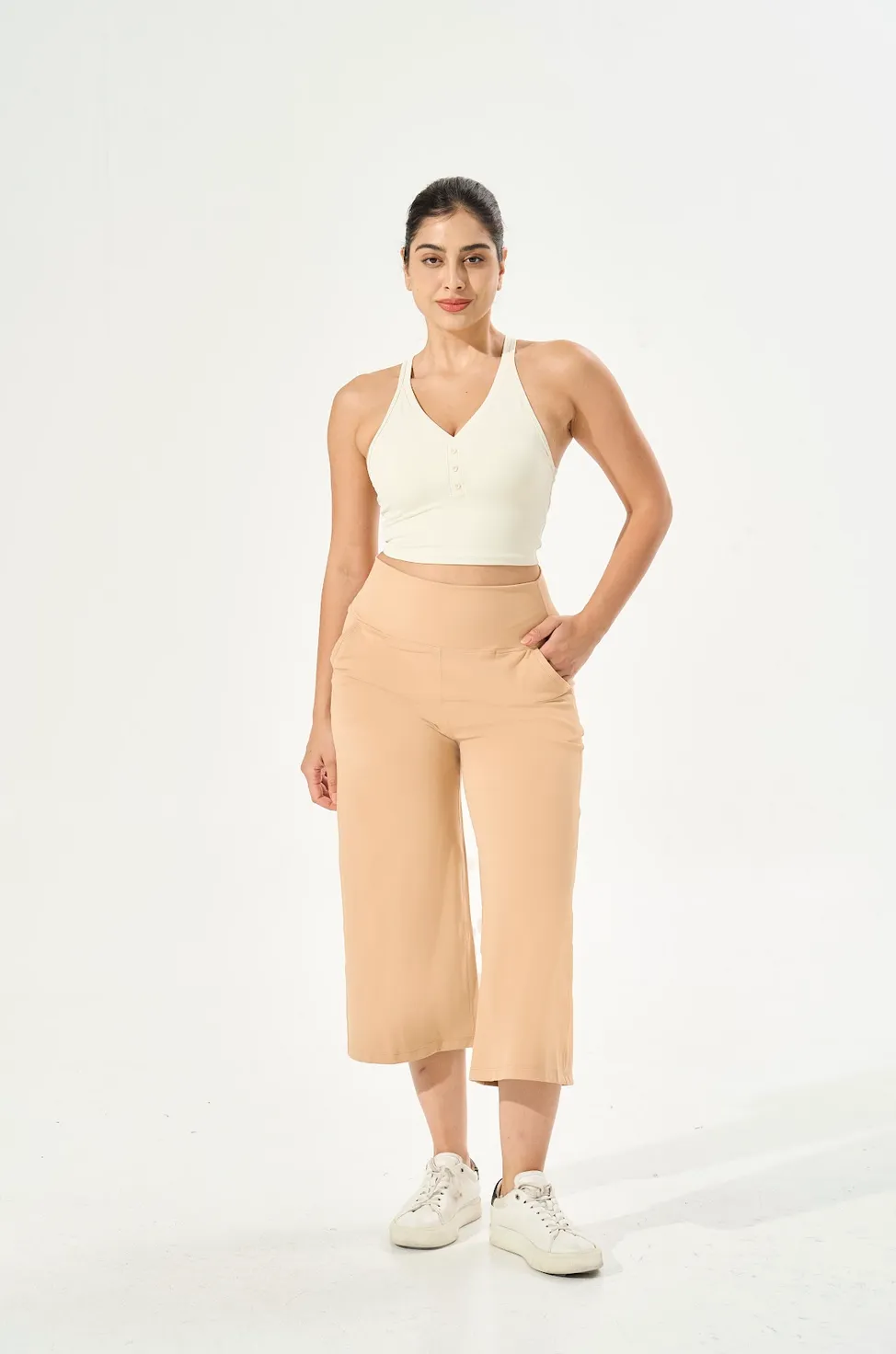 [Petite Collection] Cooling & Buttery Soft Lush Cropped Pants With Stretchable Waistband & Pockets