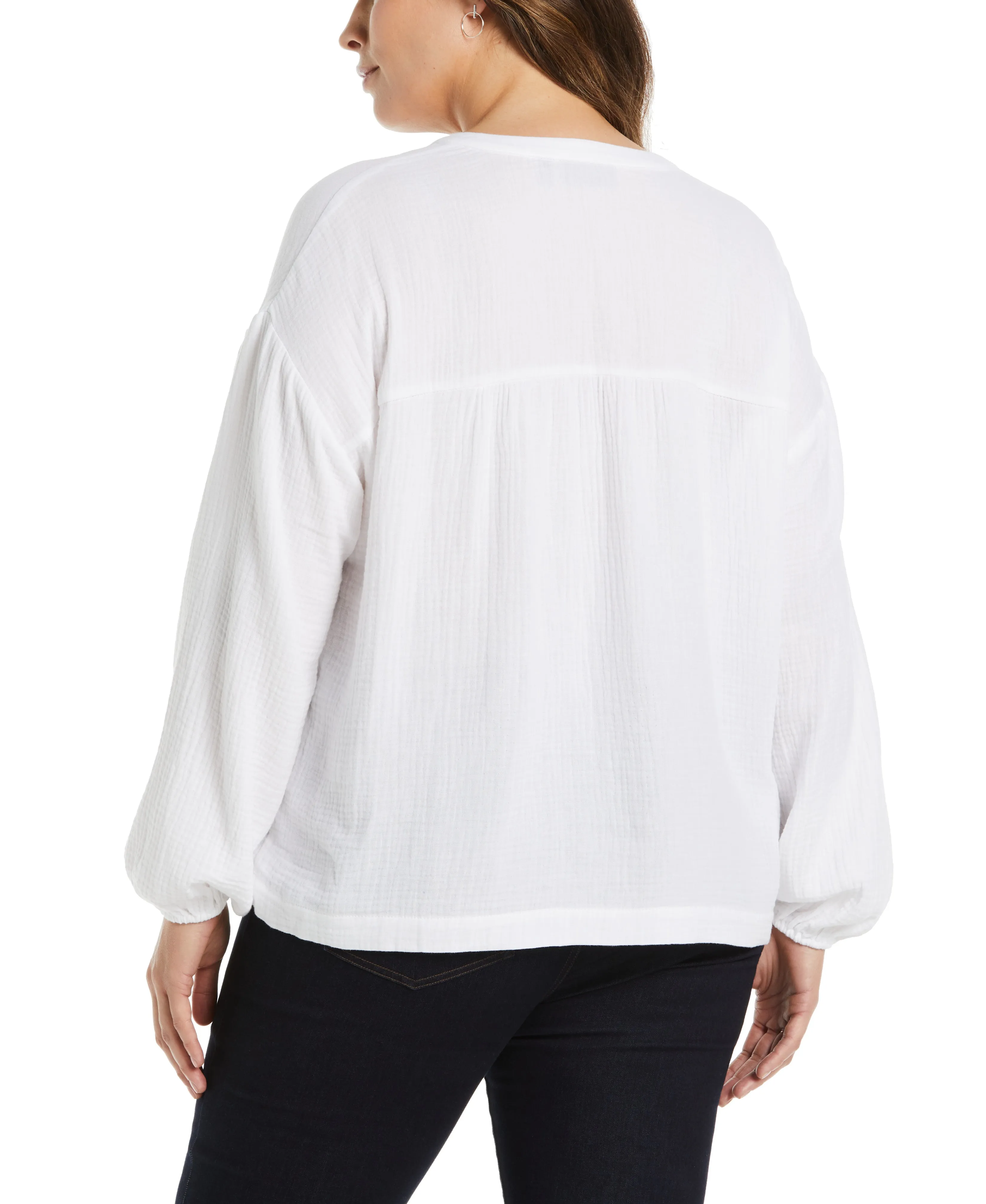 Plus Size Solid Gauze Top