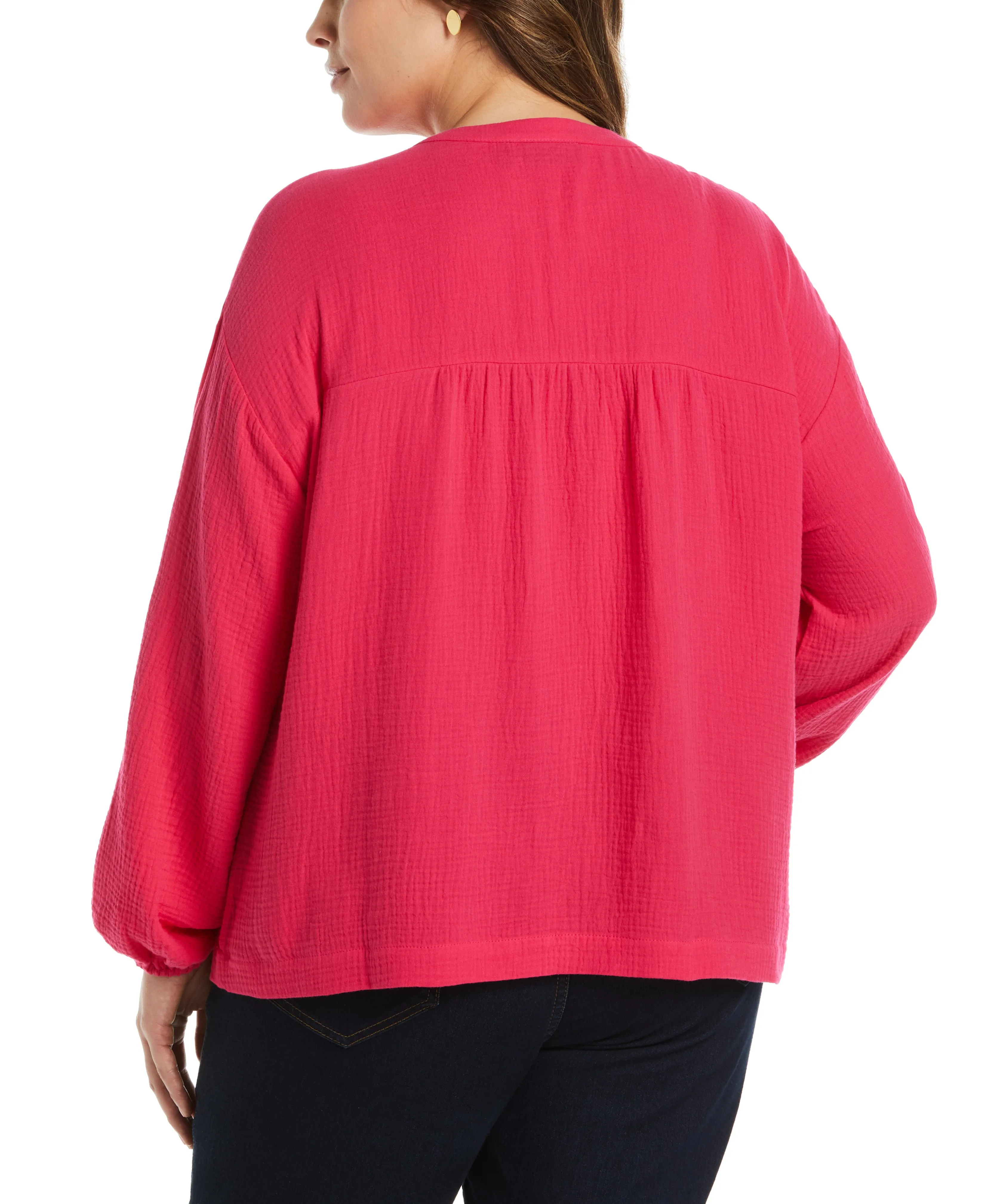 Plus Size Solid Gauze Top