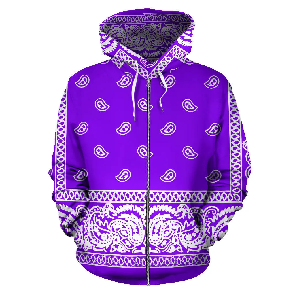 Purple Bandanna Zip Up Hoodie