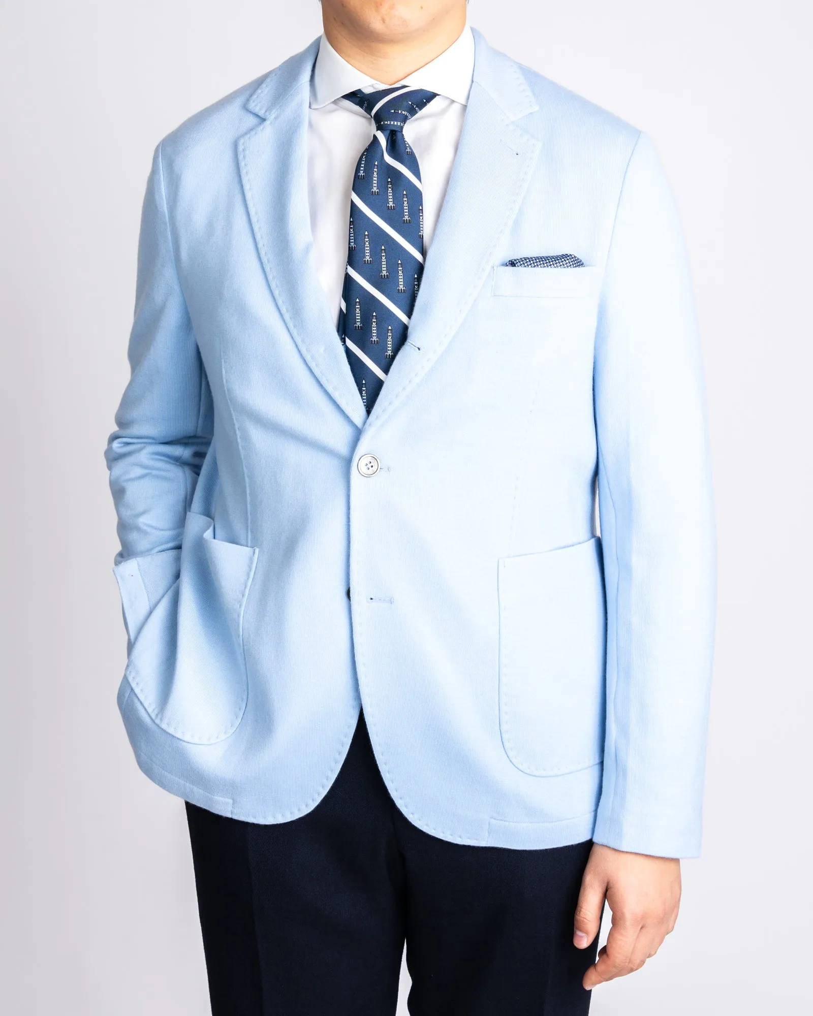 RC Lt.Blue Cashmere Knit Stretch Blazer