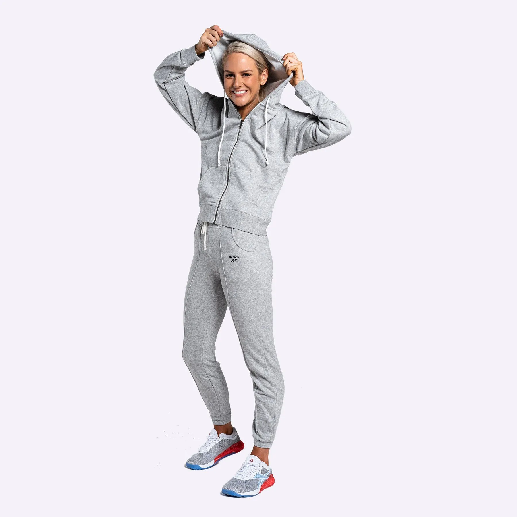 Reebok - Women's Training Essentials Full-Zip Hoodie - MEDIUM GREY HEATHER